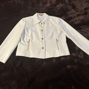 Ellen Tracy White Cropped Blazer with Textured Fabric